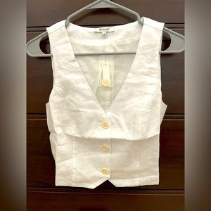 NWT Madewell 100% Linen Katrina Crop Vest Top